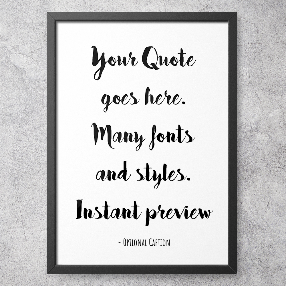 Personalised Gift Family Name Letter Black /& Grey Custom Text Quote Art Print
